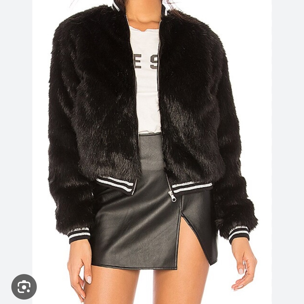 MOTHER fur letterman jacket, M